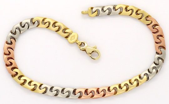 Foto 1 - Steg Anker Gewöblt mattiert Halskette Armband Tri Color, K2472