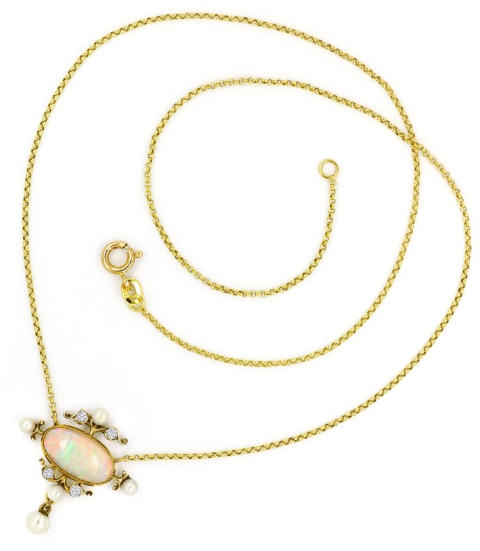 Foto 3 - Antikes Collier Super Opal, Perlen, Diamanten, aus Gold, Q1534