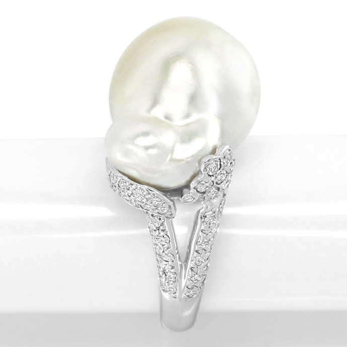 Foto 3 - Unikat Ring Riesen-Perle Diamanten Weißgold, S5330