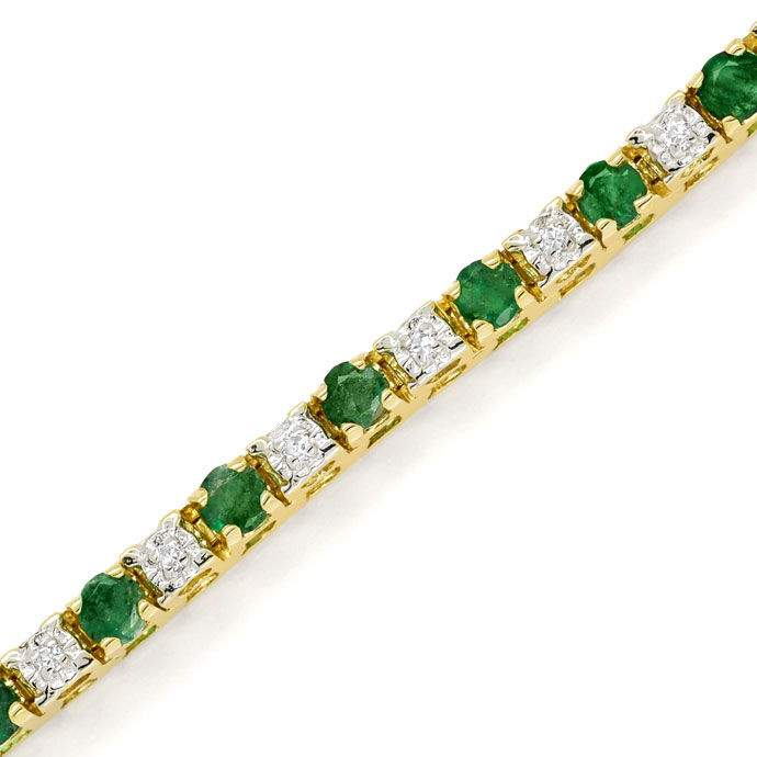 Foto 2 - Tennisarmband mit 30 Diamanten und 30 Smaragden in Gold , S9729
