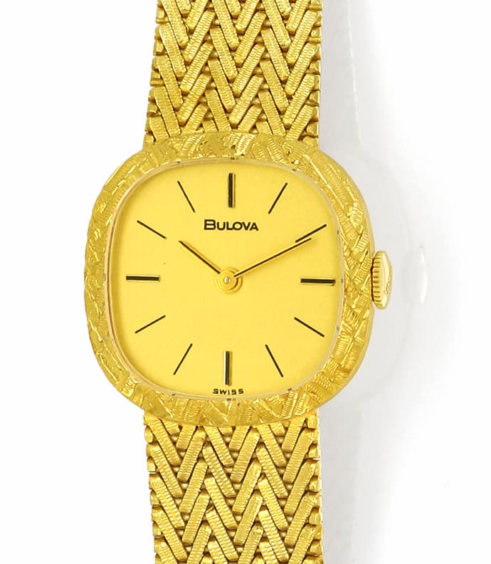 Foto 2 - Bulova Damen-Armbanduhr massives Fischgrätband 14K Gold, U2591
